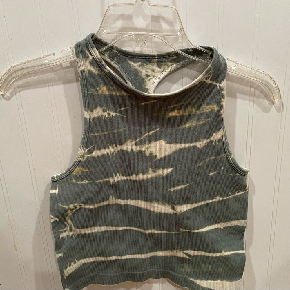 Intimately Free People cropped tank top in M green and cream colored